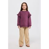 Kız Çocuk Fırfır Detaylı Mürdüm Sweatshirt 12 Yaş (152 cm)