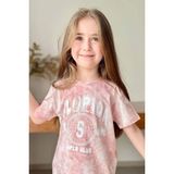 Kız Çocuk Florida Yazı Baskılı Penye T-Shirt Pudra Şortlu Takım - 11 - 12 Yaş