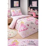 Kız Çocuk Genç Pike Yatak Örtüsü Takımı Prenses Desen Kapitone Pamuklu 4 Mevsim Çarşafsız 160X230