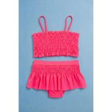 Kız Çocuk Gipe Detaylı Etekli Bikini Takım Pembe