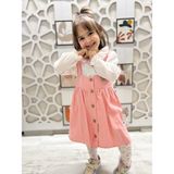 Kız Çocuk Gömlekli Bebe Yakalı Pembe Salopet Elbise - 00406 Pembe - 3 Yaş