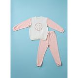 Kız Çocuk Gülen Surat Baskılı Pijama Takımı Pembe
