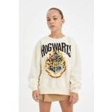 Kız Çocuk Harry Potter Oversize Fit Bisiklet Yaka Sweatshirt
