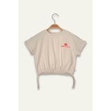 Kız Çocuk Hawai Baskılı Crop T-Shirt - Taş Rengi - 5 - 6 Yaş