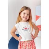Kız Çocuk Hawaı Baskılı Kolsuz T-Shirt - Ekru - 3 - 4 Yaş