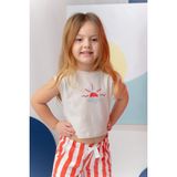 Kız Çocuk Hawaı Baskılı Kolsuz T-Shirt - Taş Rengi - 5 - 6 Yaş