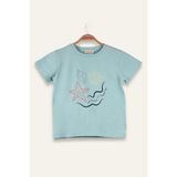 Kız Çocuk Hawaı Baskılı T-Shirt - Mint - 5 - 6 Yaş