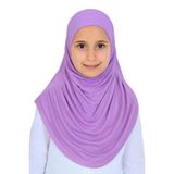 Kız Çocuk Hazır Başörtüsü Pratik Penye Şal Tesettür Giyim Açık Lila