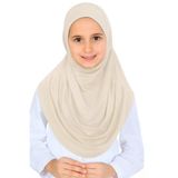 Kız Çocuk Hazır Başörtüsü Pratik Penye Şal Tesettür Giyim Bej