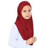 Kız Çocuk Hazır Başörtüsü Pratik Penye Şal Tesettür Giyim Bordo