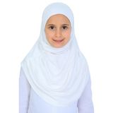 Kız Çocuk Hazır Başörtüsü Pratik Penye Şal Tesettür Giyim Krem