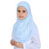 Kız Çocuk Hazır Başörtüsü Pratik Penye Şal Tesettür Giyim Mavi