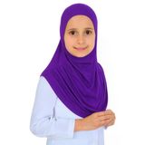 Kız Çocuk Hazır Başörtüsü Pratik Penye Şal Tesettür Giyim Mor