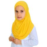Kız Çocuk Hazır Başörtüsü Pratik Penye Şal Tesettür Giyim Sarı