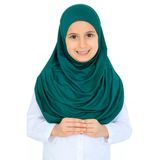 Kız Çocuk Hazır Başörtüsü Pratik Penye Şal Tesettür Giyim Zümrüt