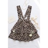 Kız Çocuk Helen Leopar Askılı Kat Kat Bağlama Jile Elbise - Açık Leopar - 3 - 4 Yaş