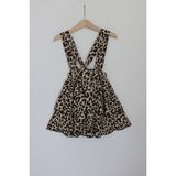 Kız Çocuk Helen Leopar Askılı Kat Kat Bağlama Jile Elbise - Açık Leopar - 7 - 8 Yaş