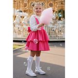 Kız Çocuk Helen Pembe Askılı Kat Kat Bağlama Jile Elbise Dantel Detay Ekru Uzun Kollu Bluz Takım - 7 - 8 Yaş - Candy Pembe