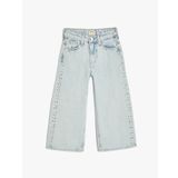 Kız Çocuk İspanyol Paça Kot Pantolon Pamuklu - Flare Jeans A. İNDİGO 5-6