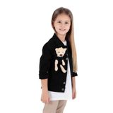 Kız Çocuk Jean Ayıcıklı Pamuklu Ceket Ak22176023, Siyah, 3 Yaş