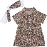 Kız Çocuk Kahve Leopar Desenli Tokalı Yakalı Gömlek Elbise - 1015728 - 1 Yaş - Çok Renkli