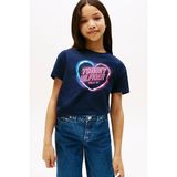 Kız Çocuk Kalp Baskılı Relax Fit T-Shirt – Lacivert - 6 Yaş