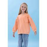 Kız Çocuk Kalp Cep Detaylı Balon Kollu Şardonlu Sweatshirt