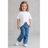 Kız Çocuk Kalp Nakışlı Denim Kot Pantolon Mavi 2-7 Yaş