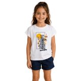 Kız Çocuk Kaplan Baskılı Beyaz Tişört%95 Pamuk Esnek Rahat Yazlık T-Shirt (Ekru, 8 Yaş)