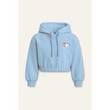 Kız Çocuk Kapşonlu Crop Sweatshirt - Mavi - 7 - 8 Yaş