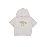 Kız Çocuk Kapüşonlu Kısa Kollu Ön Bedeni Simli Nakışlı Cepli Bej Sweatshirt 6 Yaş (116 cm)