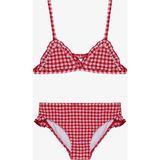 Kız Çocuk Kareli Fırfırlı Üçgen Bikini Takımı - 5 - 6 Yaş - Renkli