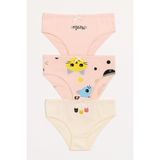 Kız Çocuk Kedi Desenli 3'lü Slip Külot Açık Pembe