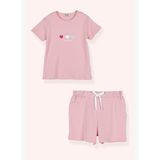 Kız Çocuk Kiraz Baskılı Pembe Pijama Takımı