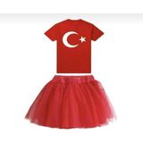 Kız Çocuk Kısa Kol Atatürk Baskılı T-Shırt Tütü Etek Takım Okul Gösteri 23 Nisan 29 Ekim 10 Kasım - 11 Yaş