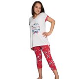 Kız Çocuk Kısa Kol Taytlı Ekru Pijama Takım C7T2N0O-046 EKRU 9-10 YAŞ
