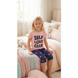 Kız Çocuk Kısa Kollu %100 Pamuk Kapri Pijama Takımı Self Love