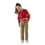 Kız Çocuk Kolları Parça Detaylı Kırmızı Sweatshirt 7 Yaş (122 cm)