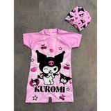 Kız Çocuk Kuromi Baskı Tulum Mayo Bone Takım - Pembe - 4 - 5 Yaş