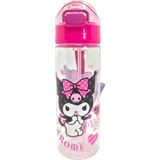 Kız Çocuk Kuromi Pipetli 500 ml Matara - Okul Matarası - 0,50 ml - Pembe