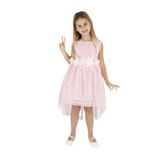 Kız Çocuk Kuyruklu Dantelli Abiye Elbise Ak2208, Pembe, 5 Yaş