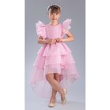 Kız Çocuk Kuyruklu , Taçlı Vragia Abiye Elbise M00745 - 8 Yaş - Pembe