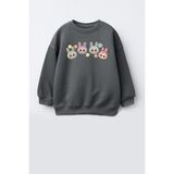 Kız Çocuk Labubu Baskılı 3 Iplik Kumaş Pamuklu Sweatshirt - Antrasit - 11 - 12 Yaş