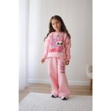 Kız Çocuk Labubu Modelli 3 Iplik Şardonlu Eşofman Takımı - Pembe - 3 - 4 Yaş