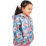 Kız Çocuk Mavi Pembe Çiçek Desenli Içi Polar Yağmurluk - 1011661