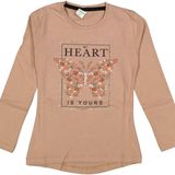 Kız Çocuk Mevsimlik Taşlı Kelebekli Sweatshirt BGL-ST03656 BEJ 7 YAŞ