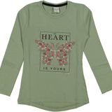 Kız Çocuk Mevsimlik Taşlı Kelebekli Sweatshirt BGL-ST03656 YEŞİL 6 YAŞ
