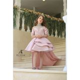 Kız Çocuk Mezuniyet Çıkartılabilir Perelin Elbise - Pembe - 4 Yaş