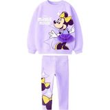 Kız Çocuk Mickey Minnie Mouse Baskılı Aplike Tütü Detaylı Sweartshirt ve Tayt Alt Üst Takım 3 Iplik - 3 - 4 Yaş - 18-Mor
