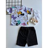 Kız Çocuk Mickey Mouse Baskılı Şortlu Takım Gri-Siyah - 18 Ay